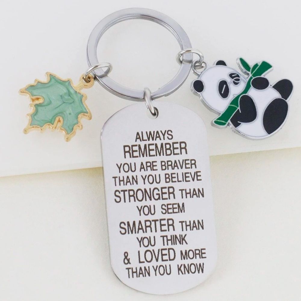 New Panda You Are Braver Affirmation Keychain Charm Stocking Stuffer Gift